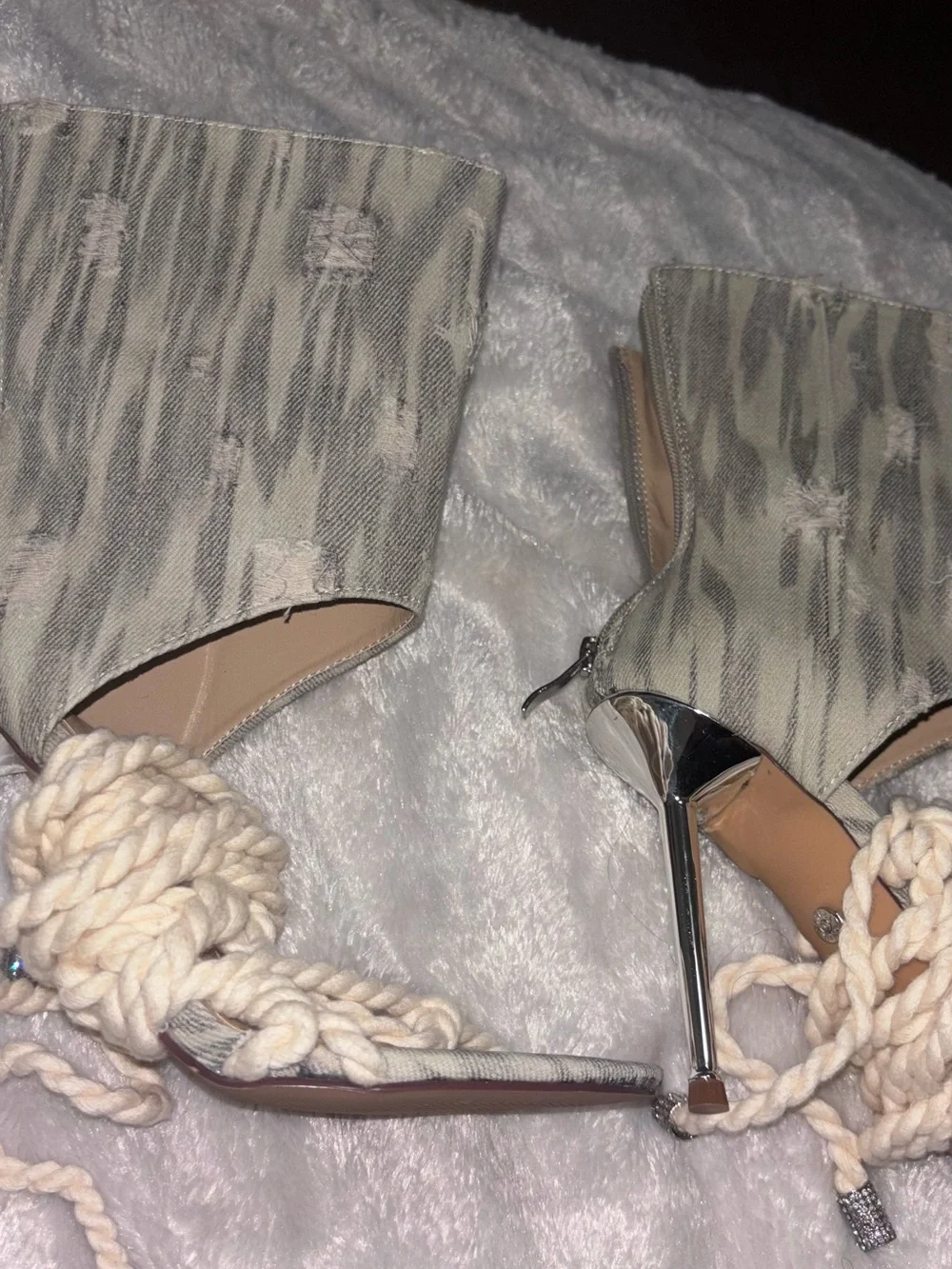 Women’s Rope Wrap Sandal Heels in Beige